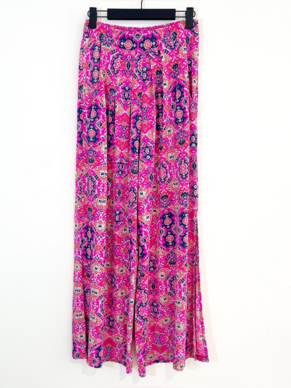 Maaji Zinnia Angelic Wide Leg Geometric Patterned Pants Size Medium Pink Beach
